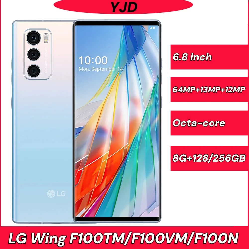 هاتف LG Wing LMF100N LMF100VM F100VM F100VM F100N 5G 8GB + 128GB/256GB ROM 6.8 بوصة 1/2 ثماني النواة يعمل بنظام أندرويد #1