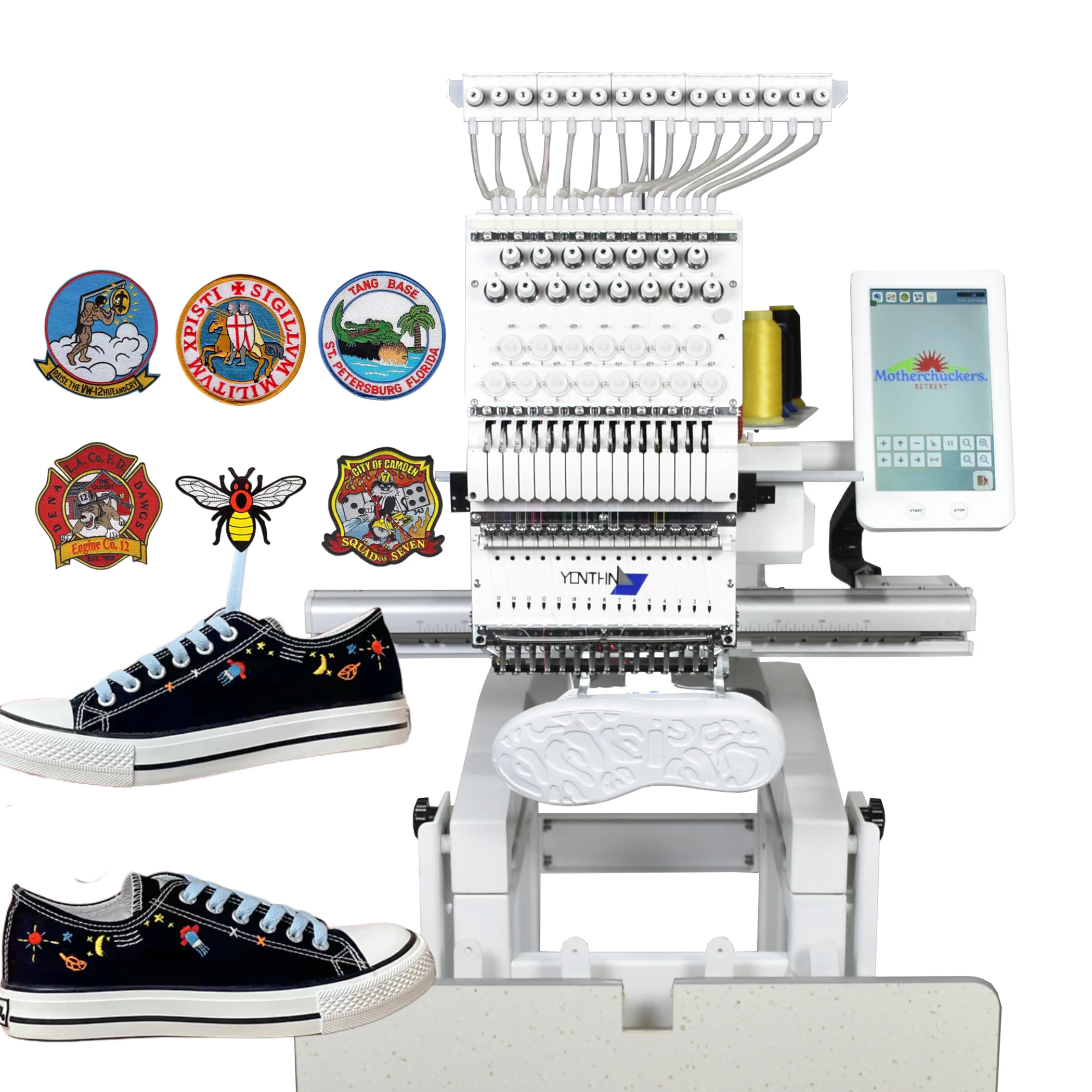 Yonthin High-accuracy 1200rpm Multifunctional Computerized One Head Embroidery Machine with 15/12 Needles Maquina De Bordado