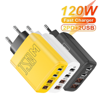Total 120W USB Charger Fast Charger Mobile Phone PD Type C Charge Adapter For iPhone Samsung Xiaomi Huawei QC 3.0 Wall Charger
