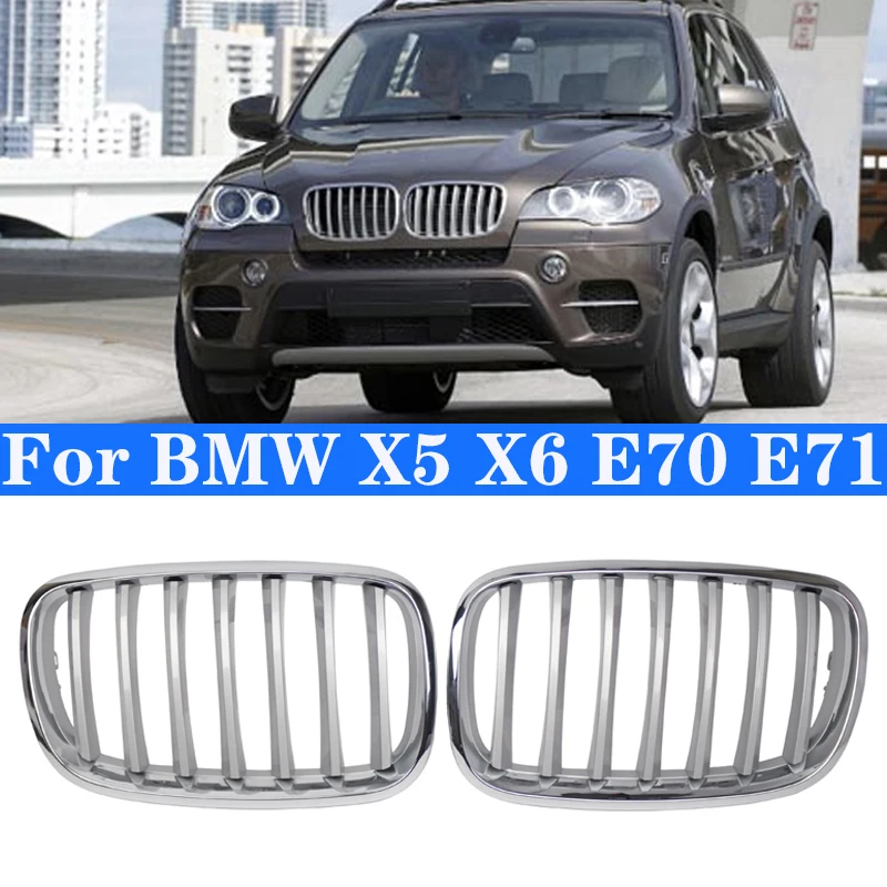 

Автомобильная передняя решетка для почек, капот, хромированные гоночные грили, гальванические решетки для BMW X5 X6 E70 E71 2008-2013, автоаксессуары