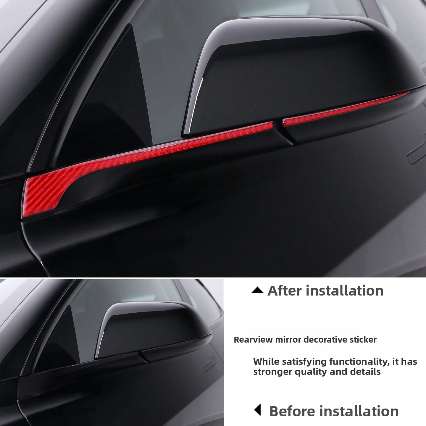 

Suitable for Tesla rearview mirror anti-collision sticker 2021-2025 Model Y Carbon fiber rearview mirror sports decorative strip