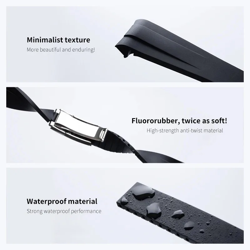 Curved End Soft FKM Rubber Strap for Tudor Black Bay/Pelagos Series | 20mm & 22mm Width for 37mm/39mm/41mm Cases