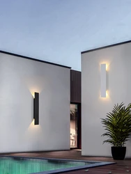 LED Wall Lamp Outdoor Waterproof Strip Wall Lights Porch Sign Lighting Courtyard Garden Decor Light Fixture Aluminum