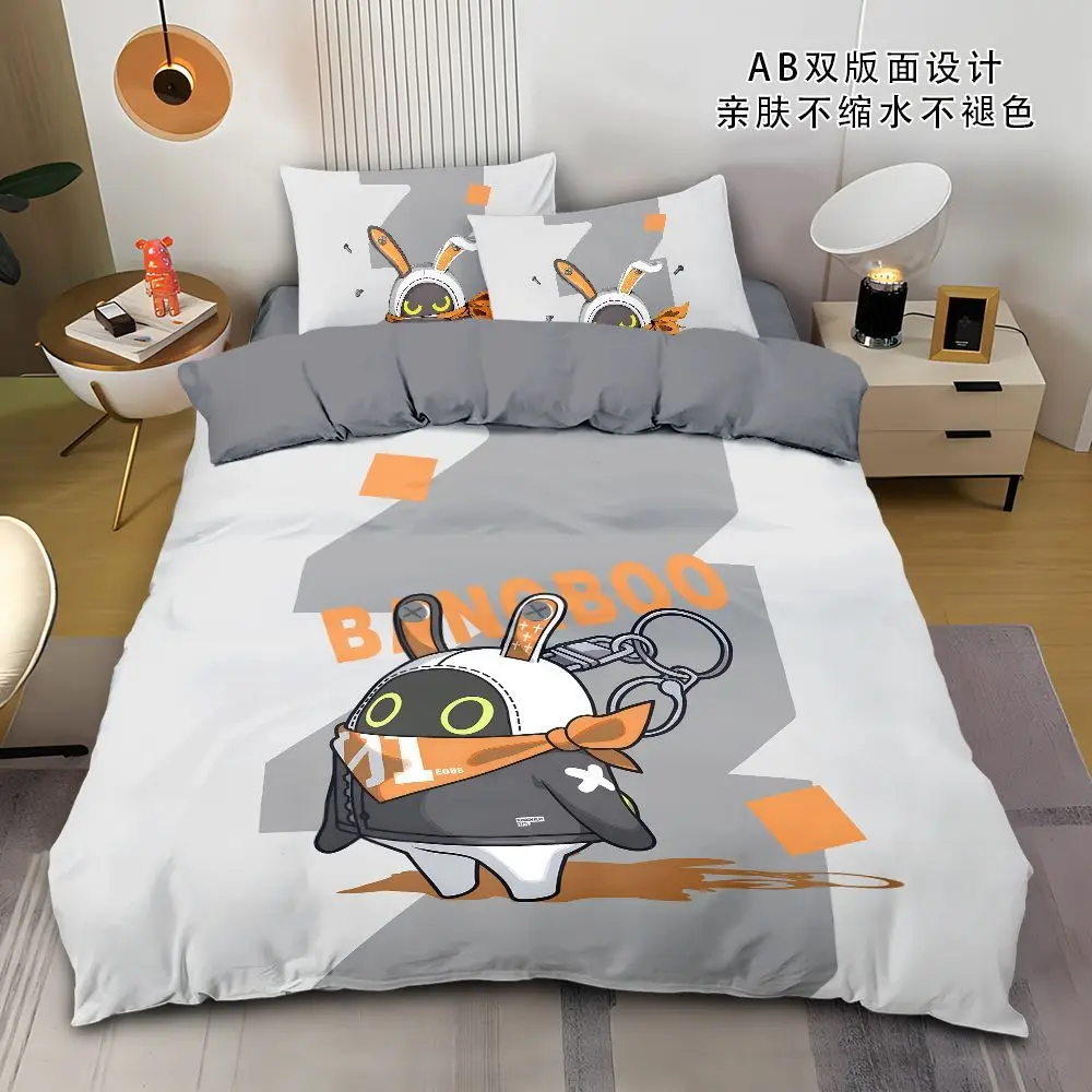 miHoYo Game Bangboo Four-Piece Set Zenless Zone Zero Bangboo Bed Sheet Duvet Cover Pillowcase Doujin Prop Cosplay Halloween Gift 2