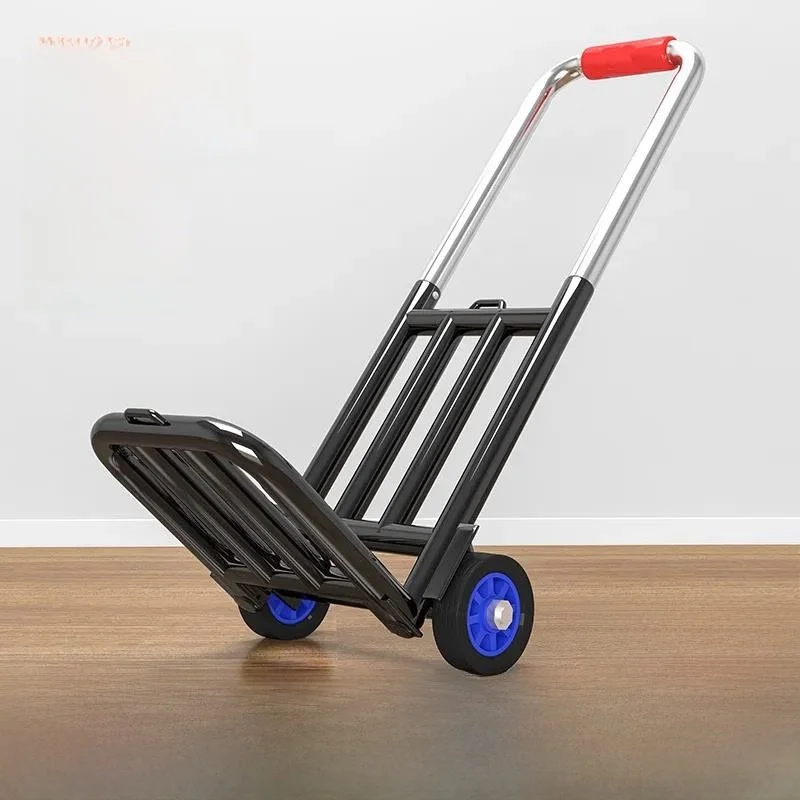 ポータブルショッピングカート小型手引き台車耐荷重商品運搬車家庭用移動車両市場購入用カート