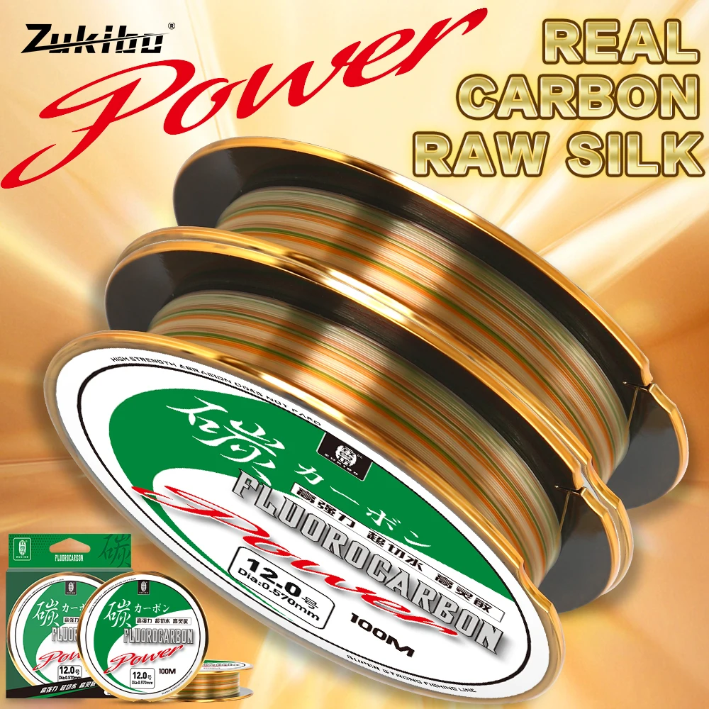 

ZUKIBO 100% Color Fluorocarbon Fishing Line 50/100m Leader Fluorocarbon Line Carbon Monofilament Sink Fishing Line Invisible