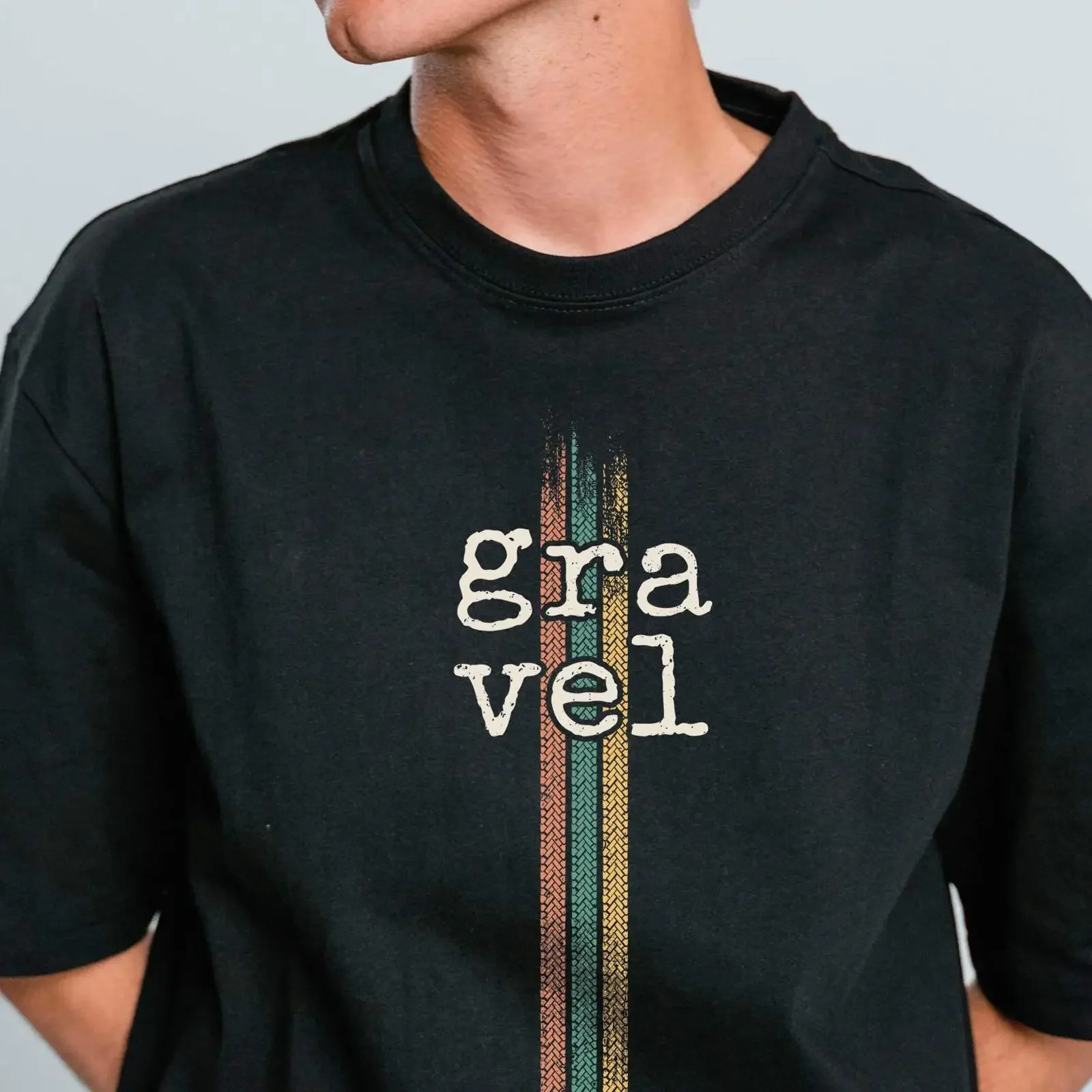 Vintage Striped Gravel Cycling T Shirt for Bike Bikepacking Enthusiasts Birthday Him Her vintage Washed Stylish fashion