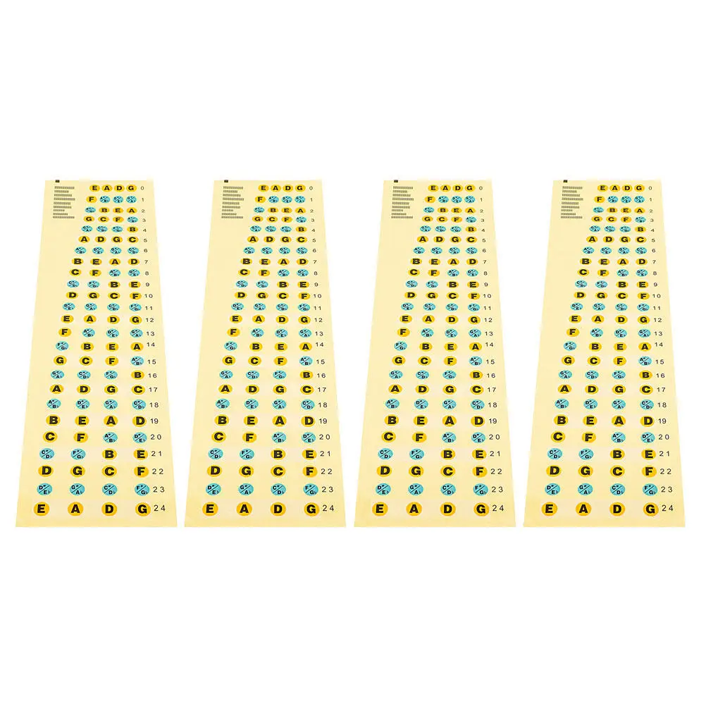 4pcs Bass Fretboard Note Stickers for Beginners – Quick Learning Tool to Improve Playing Skills, Portable & Lightweight