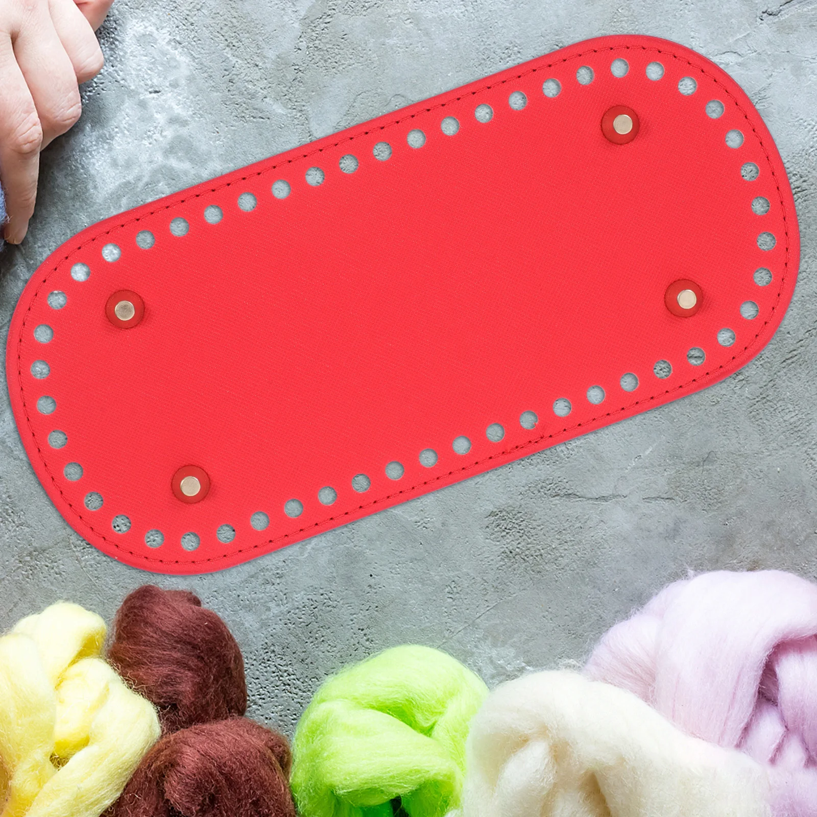 2 قطعة قاعدة حقيبة كروشيه ومقبض ديكور اصطناعي مريح حقيبة يد ذاتية الصنع لوحة قاعدة سفلية لسلة التخزين الحرفية