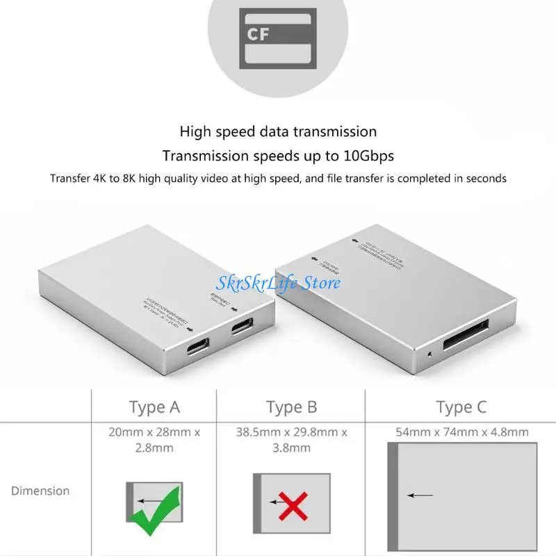 

E65E Высокоскоростная CFExpress Type A CARD Скорость передачи до 10 Гбит / с SB3.1GEN2 5V1A входных считывателей CFEXPRESS