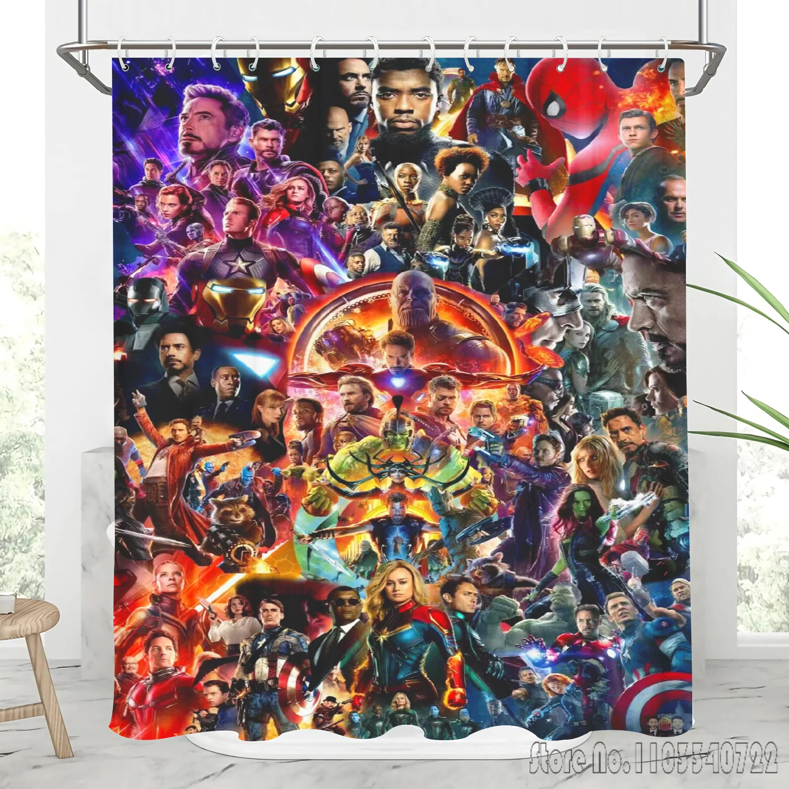 The Avengers Cartoon Disney Super Hero Shower Curtain 1pcs Waterproof Bath Screen Curtains with Hooks for Bathroom Decor