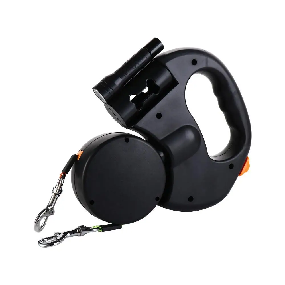 With Lights Double Dog Walking Leash Reflective Plastic Dual Retractable Rotation Rope 360 Swivel 3m Dogs Auto Retractable Belt