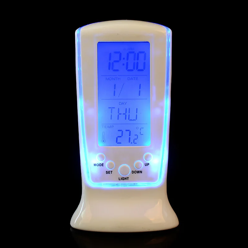 LED Digital Electronic Calendar with Blue Backlight Alarm Clock Thermometer