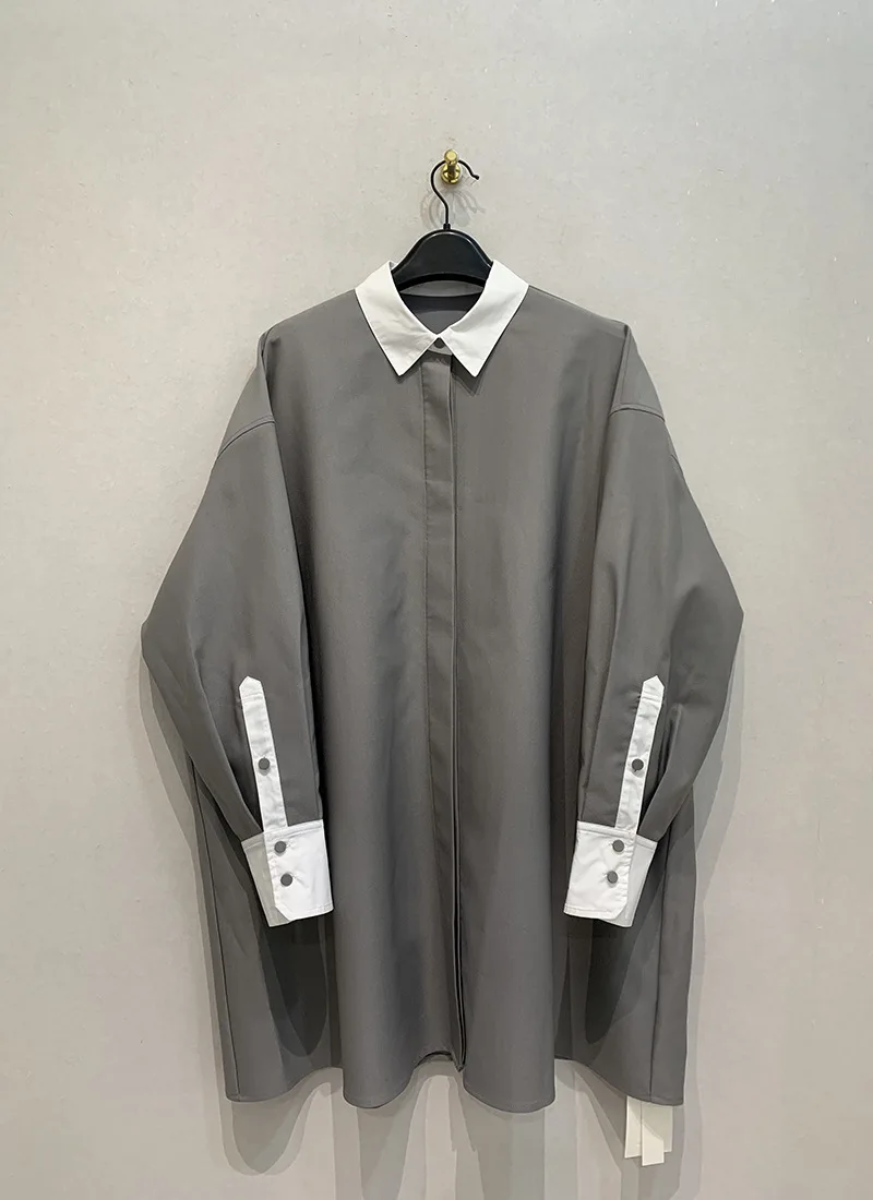 

Уличная одежда Harajuku, винтажный новый укороченный топ Moda, офисная женская ленивая тонкая длинная рубашка, японская лоскутная рубашка со вставками, мягкая Moda Mujer