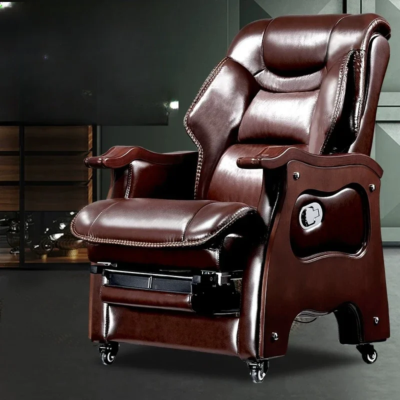 Boss Chair Business Leather President's Office Chair, Massage Chair Cowhide Executive Chair