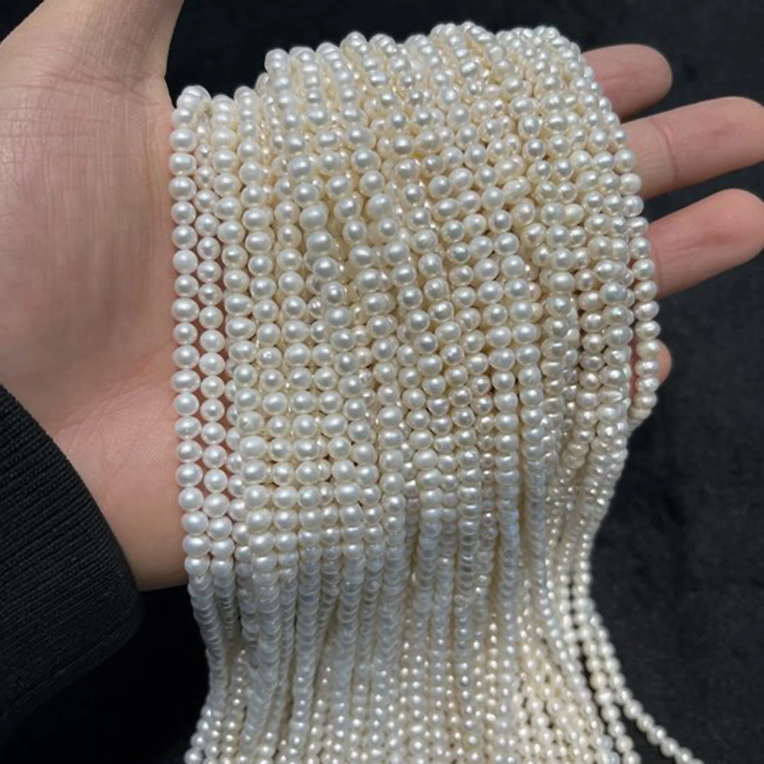 4-5mm Runde Glatte Glänzende Natürliche Süßwasser Perle Hohe Qualität Spacer Perlen Schmuck Machen DIY Halskette Armband frauen Premium