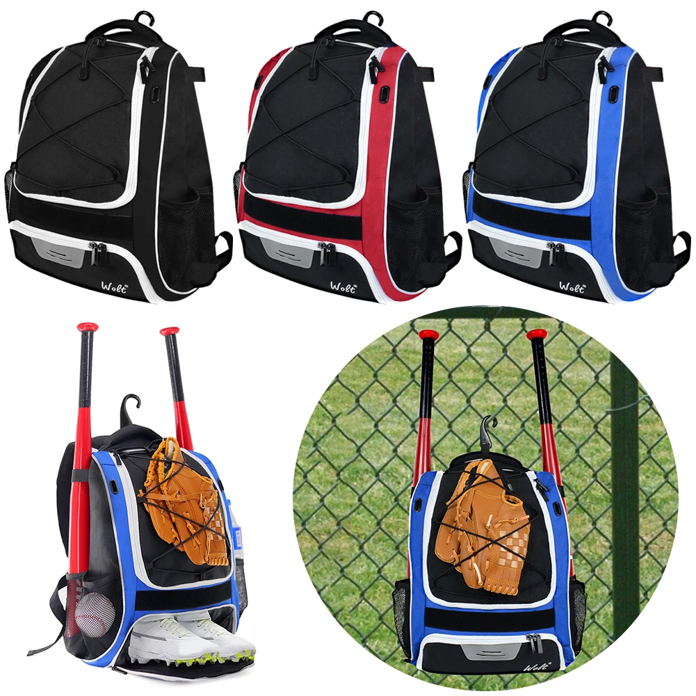 Baseball Backpack Baseball Bat Backpack with Fence Hook & Shoes Compartment Baseball Sports Bag Multi Pockets for Youth Adult