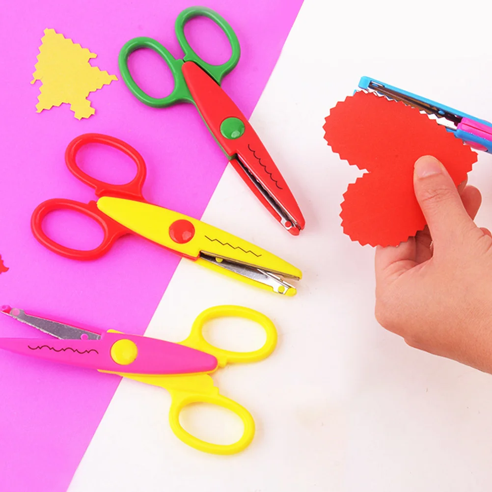 9 Uds. Tijeras creativas para bordado, tijeras artesanales de encaje hechas a mano, borde ondulado para álbum de recortes, corte de papel, aula segura para niños pequeños