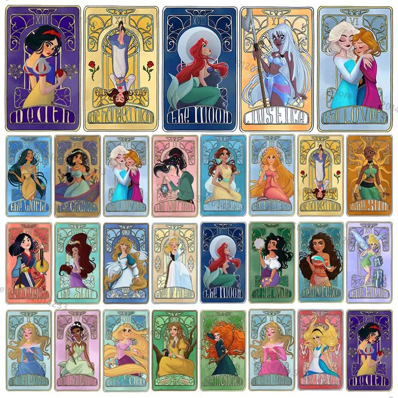 Metalowy znak blaszany Disney księżniczka Tarot Deck metalowe żelazne talerze Cartoon księżniczka Tarot żelazo tablica obraz dekoracyjny do domu