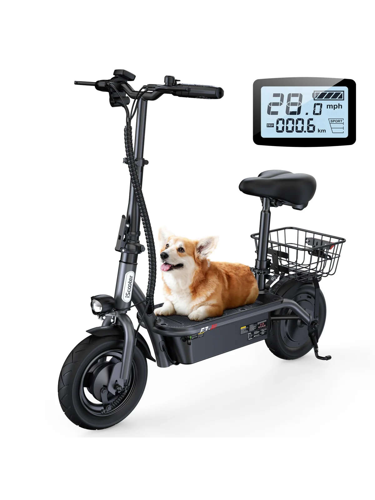 IScooter F3 Faltbarer Elektroroller - 1000W Motor - 48V 13AH - 45km/h Höchstgeschwindigkeit - 10'' Räder - Elektroroller