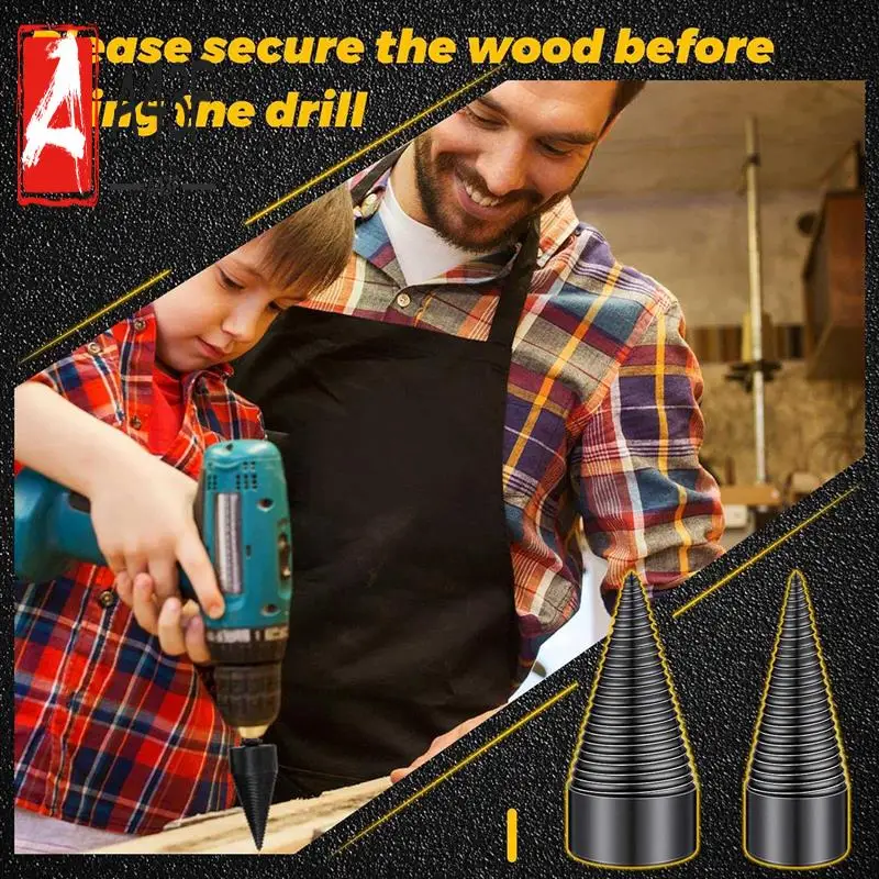 

A43F-5 Pcs Firewood Log Splitter Drill Bit,Removable Splitter Drill Bits, Screw Cones Kindling Splitter, Splitting Drill Bit
