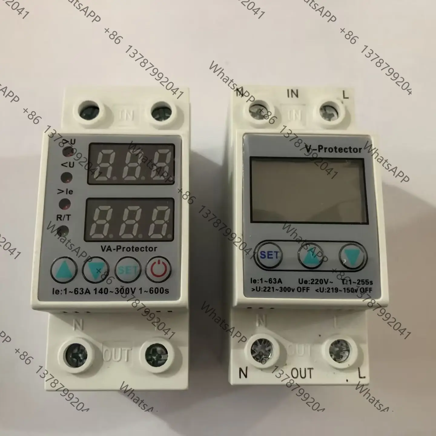 Over Under Voltage Reclosing Protector Relay 40A 63A 230V Overcurrent Protection Dual Digital Display