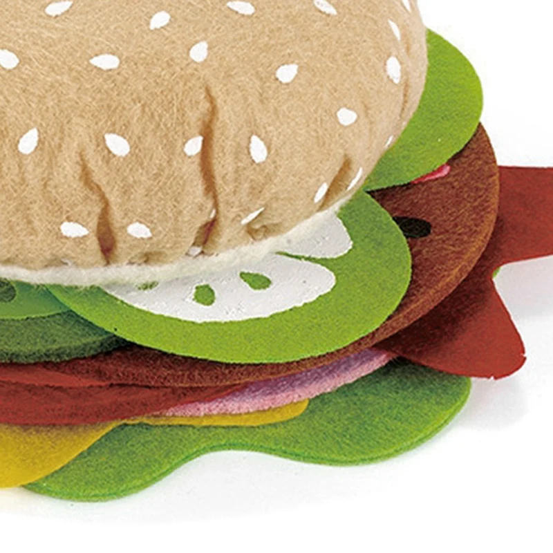 10PCS DIY Felt Cloth Burger Toy Soft Hamburger Kitchen Food Toy Set For Pretend Play Kitchen Felt Toys Gifts