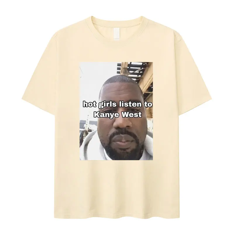 Funny Kanye West Meme Graphic T Shirt Men\'s Hip Hop Retro Fashion Short Sleeve T-shirts 100% Cotton Oversized T-shirt Streetwear