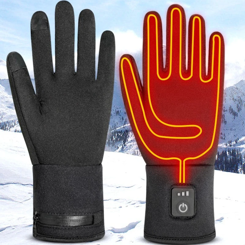 Outdoor Heating Gloves Electric Heating Portable Rechargeable Skiing Gloves 3 Speed Battery Powered Winter Sports Accessories