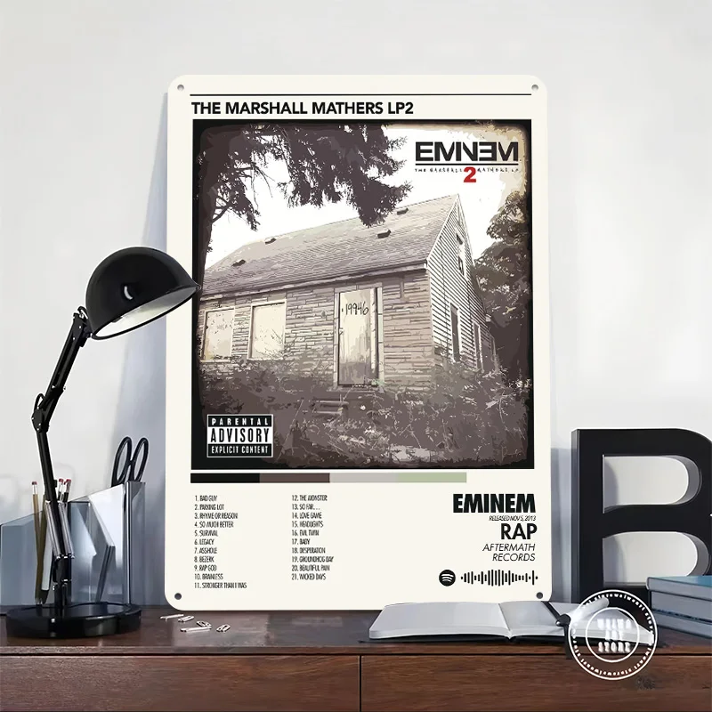 Eminem The Marshall Mathers LP 2 Poster Customized Vintage Metal Signs Wall Art Retro Tin Plaque for Home Decorations Wand Deko
