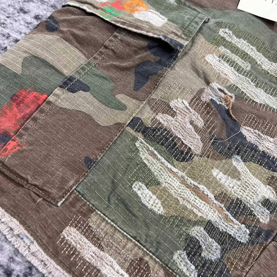 New 2025 luxury Men PATCH Desert WOODLAND CAMO CARGO SHORTS Comfortable Camouflage Skateboard Street Cotton Casual Shorts #a2