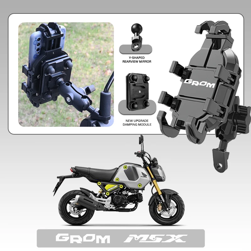 

High-Grade Mobile Phone Holder GPS Stand Bracket Motorcycle Accessories For Honda GROM Tank Pad GROM MSX 125 msx125 Grom125 LOGO
