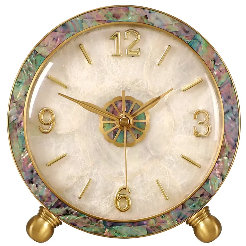 *Round Elegant Unique Table Clock Fashion Green Gold Modern Digital Clock Bedroom Design Nordic Orologio Da Parete Room Decor