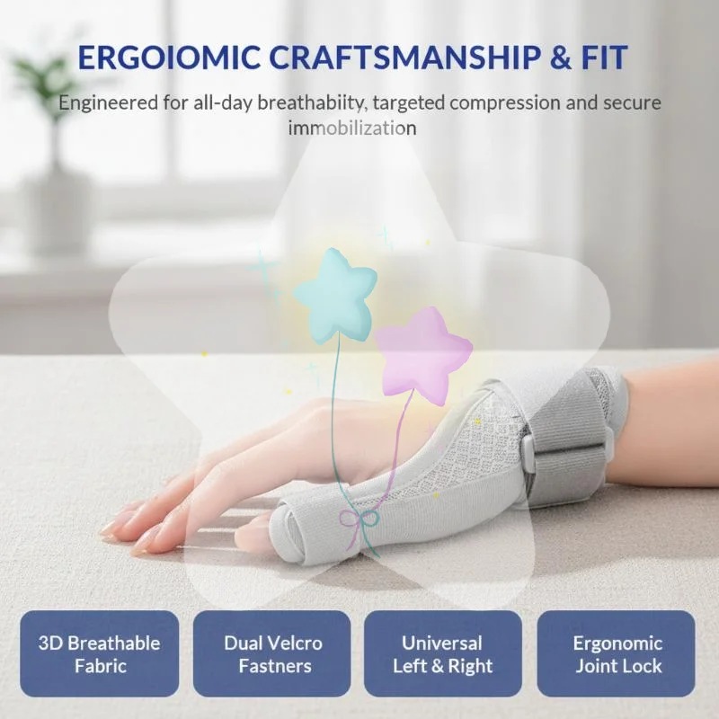 Thumb Support Wrist Guard Polyester Adjustable Grey Black Immobilizer Brace Protective Gear for  Home Use