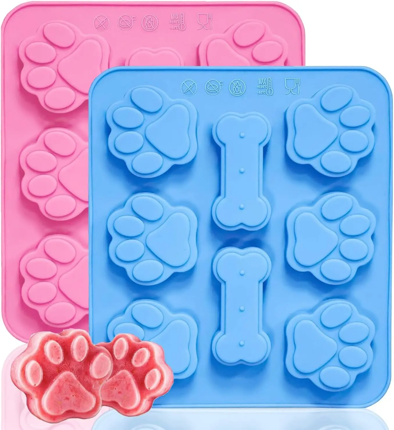 

Pcs Silicone Puppy treat molds, Dog Paw and Bone Mold Ice Cube Mold, Jelly, Biscuits, Chocolate, Candy Baking Mold, Oven Microwa