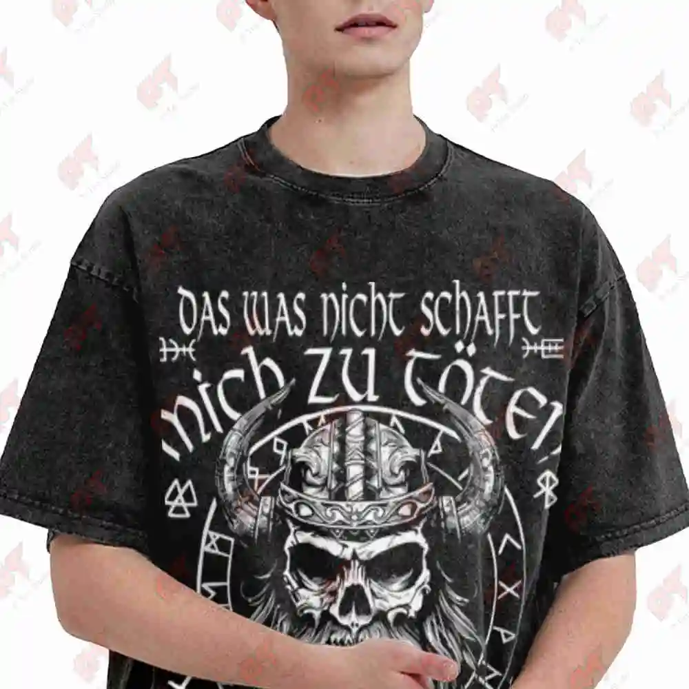 Viking That Which Cannot Kill Me Should Run Vintage Washed Tee Pure Cotton T-Shirt