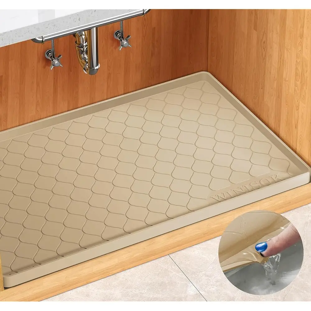 

Silicone Under Sink Mat 34"" X 22"", Kitchen Entials And Gadgets, Shelf Liner And Cabinet Protector, Home Organizers And