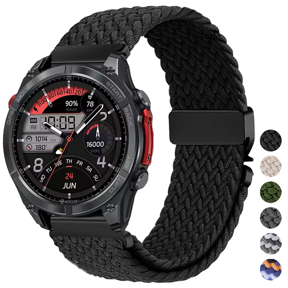 22mm Braided Strap For for Zeblaze Vibe 8 7 Pro/Stratos 4 3 2 Parachute Buckle Nylon Bracelet Xiaomi Watch S3 S4 Sport Watchband