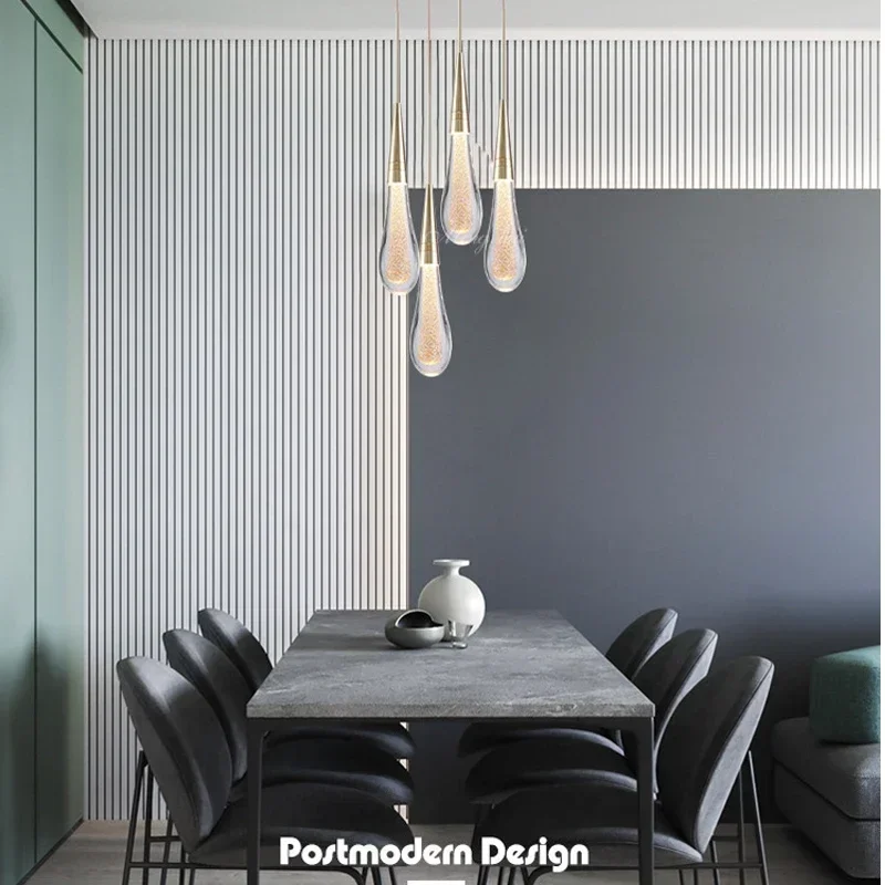 New Raindrop Chandelier Decorative Stair Ceiling Light Waterdrop Crystal  Fixture Kitchen Island Hotel Hall Living