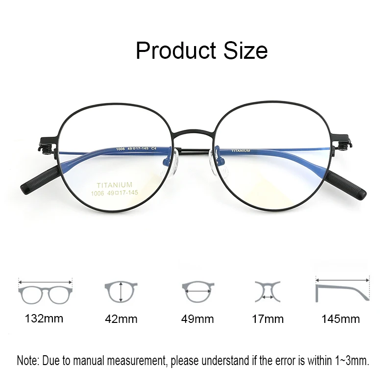 Pure Titanium Glasses Frame Men Retro Round Prescription Eyeglasses Women Handmade Super Light Myopia Optical Eyewear