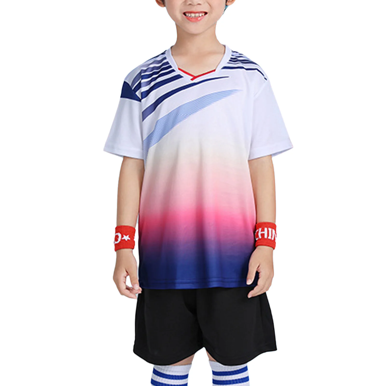 

Kids Boys Football Badminton Training Outfit 2-Piece Sport Set Soccer Jerseys Uniform Printed T-shirt with Shorts Sportswear