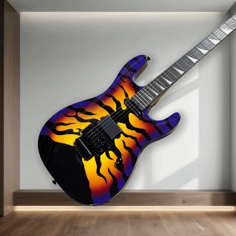 Hot Sales Flame Graphic STQ 6-String Style Electric Guitar Double Locking Tremolo System Gloss Finish Beginner Unisex
