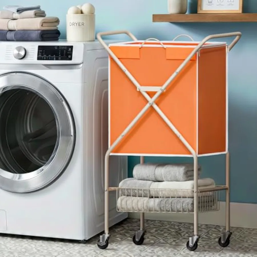 

Convenient Laundry Basket with Wheels36" High Easy Rolling Laundry Cart with Wheels Heavy Duty Dirty Clothes Laundry Hamper wit
