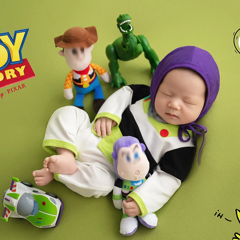 Ropa de fotografía de bebé, accesorios de muñeca de dibujos animados para recién nacido, Buzz Lightyear, conjunto de disfraces de juego de rol,