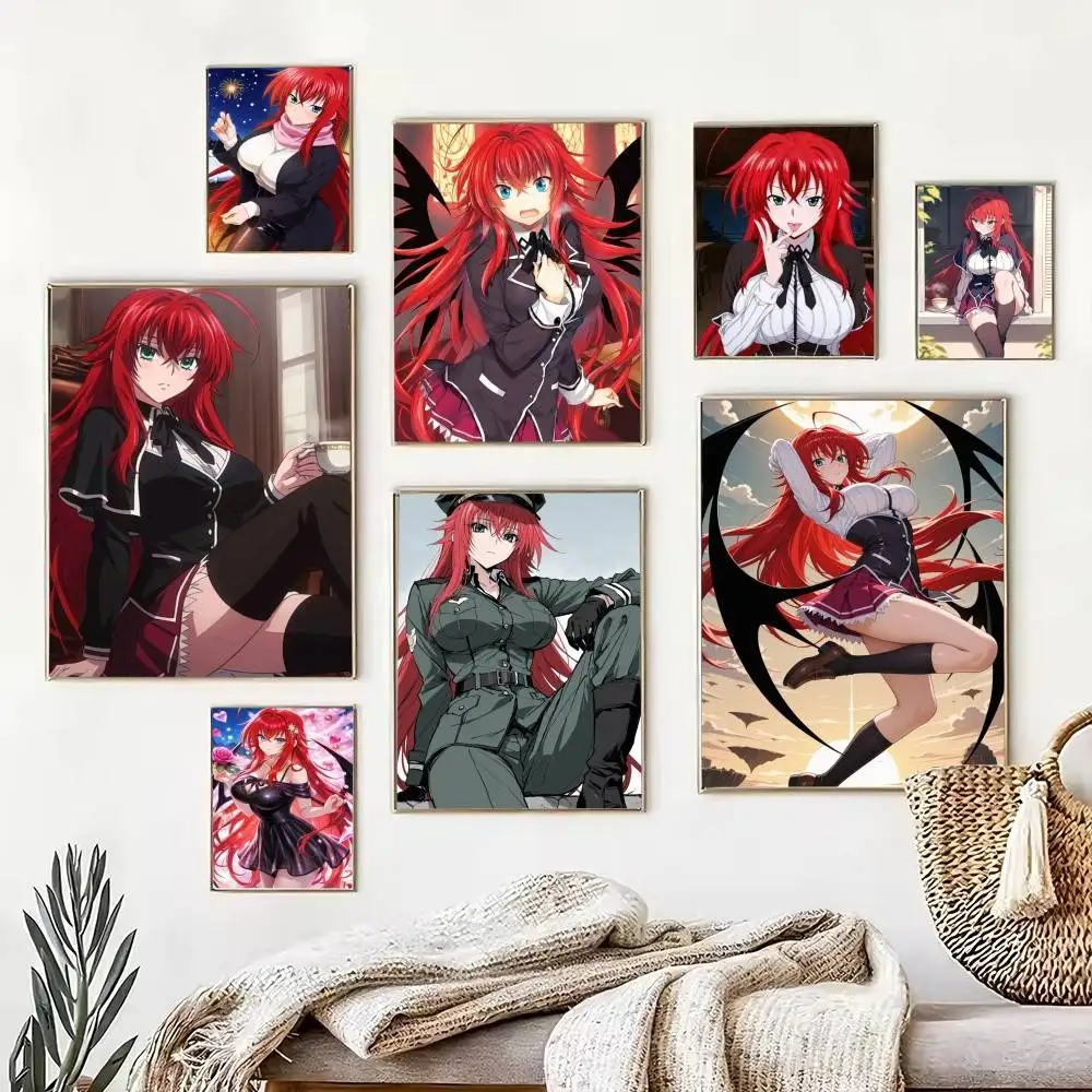 R-Rias G-Gremory High School DxD  Poster Waterproof Wall Art Sticker For Bar Living Room Vintage Decor High Quality Print Gift