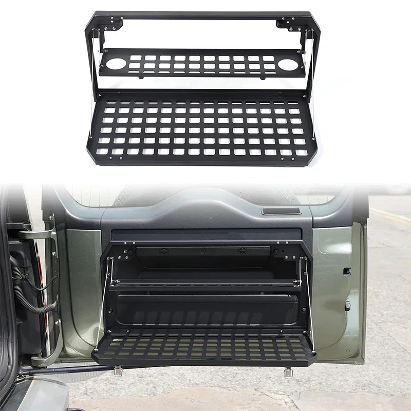 

For Land Rover Defender 110 90 2020-2025 Aluminum Alloy Tailgate Folding Table Stowing Tidying Organizer Tray Accessories Black