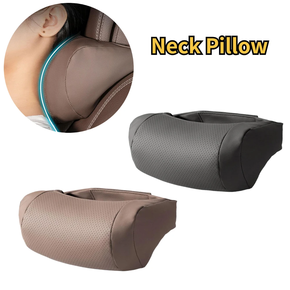 

For Mercedes-Benz BMW Audi Tesla Car Leather Headrest Memory Foam Maybach Seat Protect Neck Pillow Car Interior Accessories