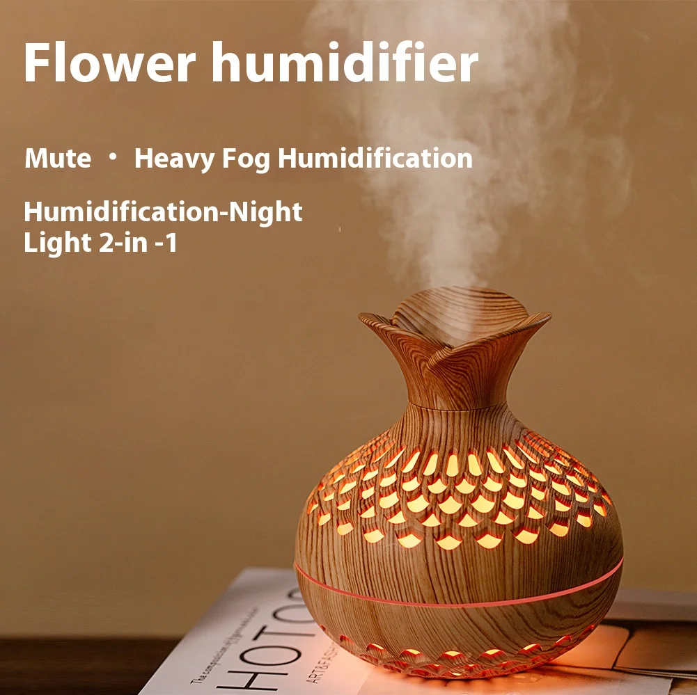 USB Portable Sprayer 7 Color LED Night Light Wood Grain Ultrasonic Fine Mist air Humidifier