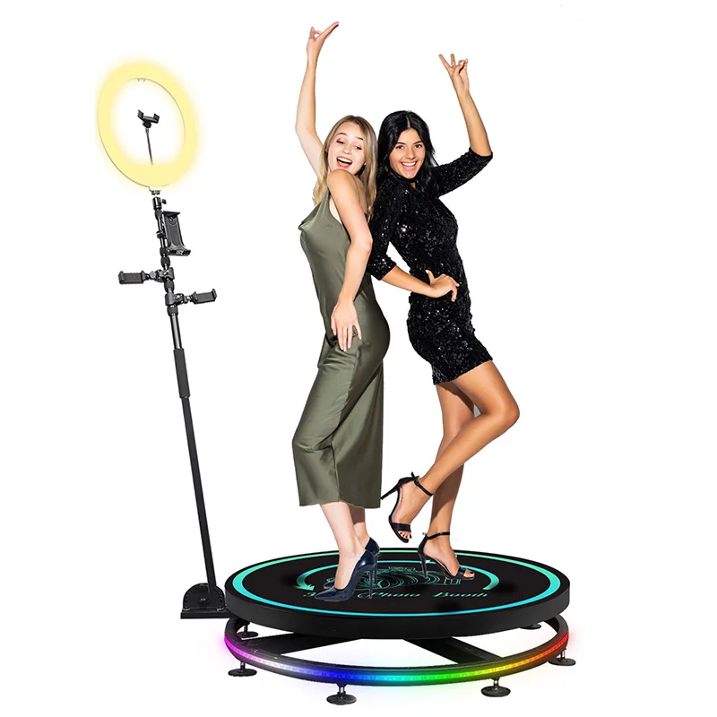 Machine de photomaton CHACKTOK 360 pour fêtes, cabine photo rotative à 360° avec personnalisation du logo, application et télécommande, automatique