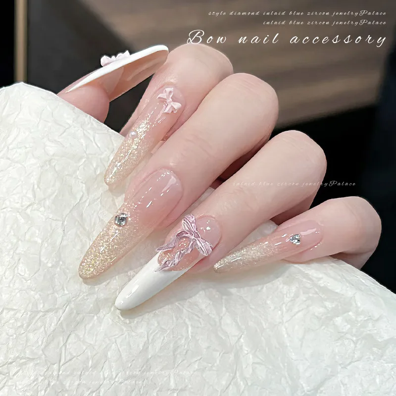 الملونة شفافة الباليه حزام Bowknot لينة منحوتة تنورة حافة الراتنج الشريط ربطة القوس فيونكة مسمار الفن زينة مانيكير اكسسوارات #3